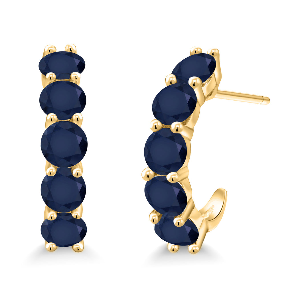 Blue Sapphire - September_925 Yellow Gold Plated Silver_Earrings in 925 Yellow Gold Plated Silver