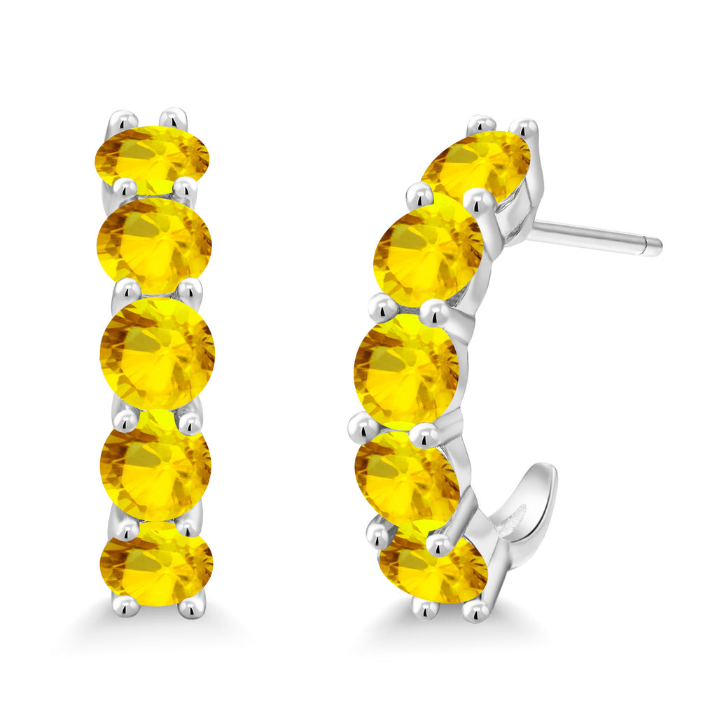 Yellow Sapphire - September_925 Sterling Silver_Earrings in 925 Sterling Silver