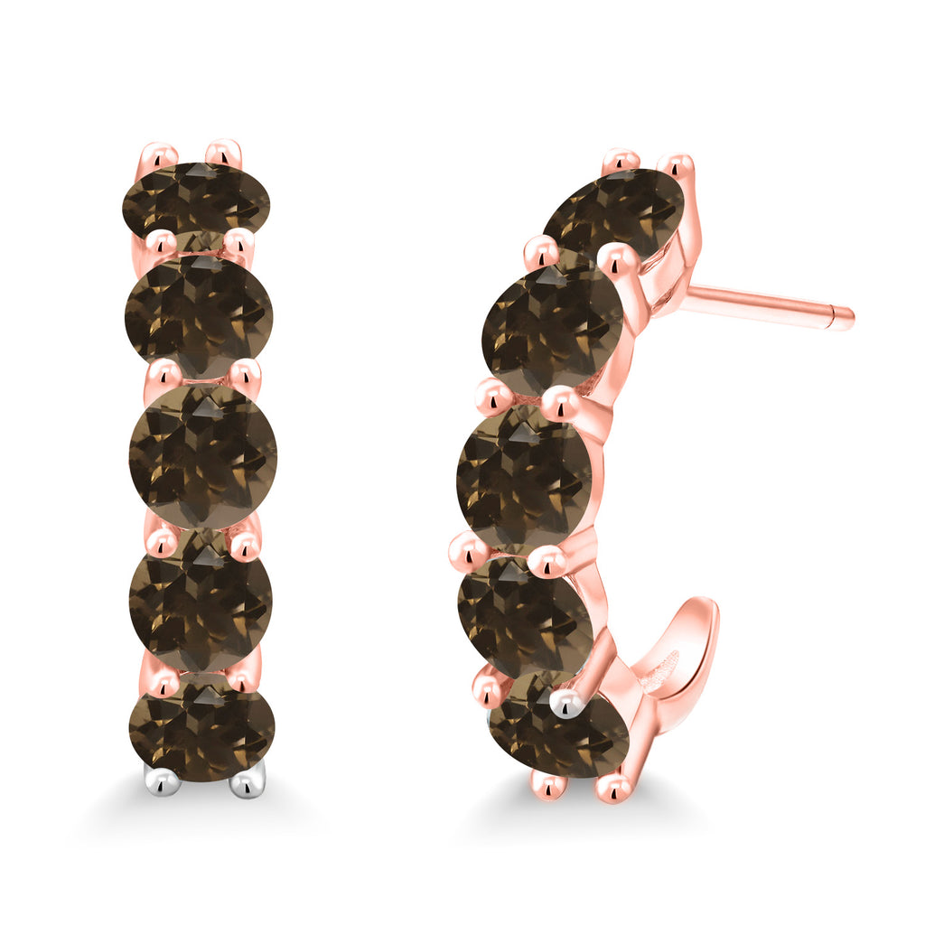 Smoky Quartz_925 Rose Gold Plated Silver_Earrings in 925 Rose Gold Plated Silver