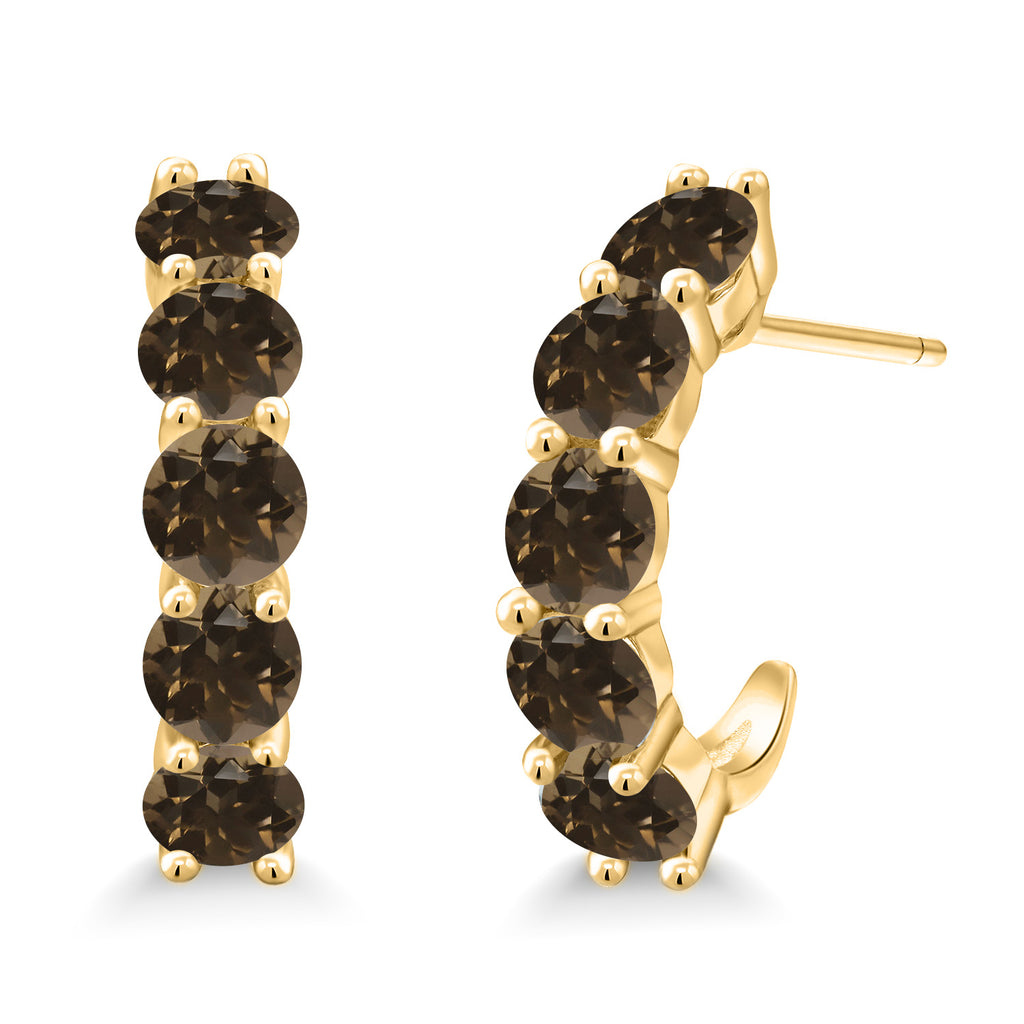 Smoky Quartz_925 Yellow Gold Plated Silver_Earrings in 925 Yellow Gold Plated Silver