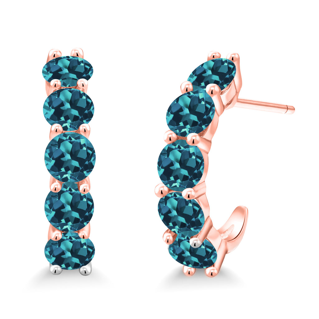 London Blue Topaz - November_925 Rose Gold Plated Silver_Earrings in 925 Rose Gold Plated Silver