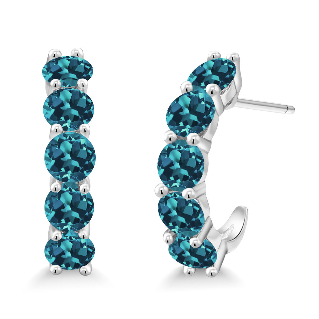 London Blue Topaz - November_925 Sterling Silver_Earrings in 925 Sterling Silver