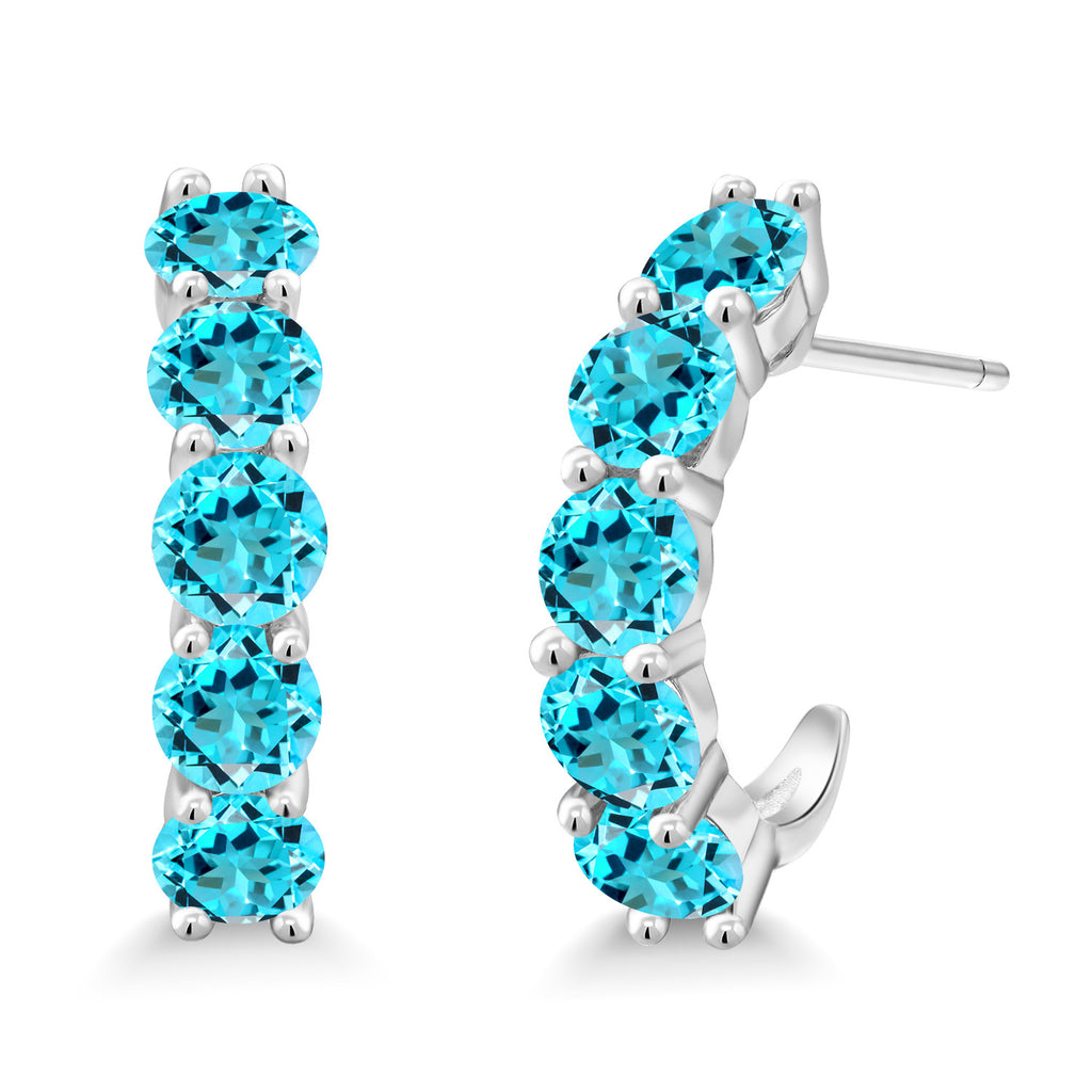 Swiss Blue Topaz - November_925 Sterling Silver_Earrings in 925 Sterling Silver