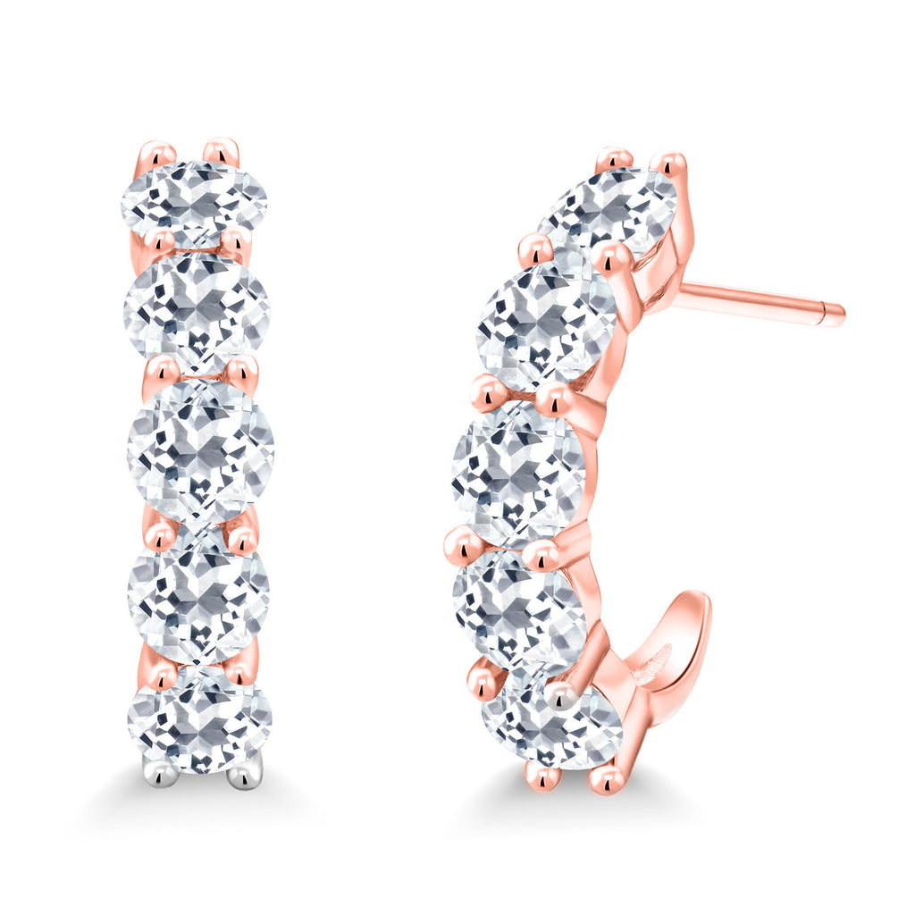 White Topaz - November_925 Rose Gold Plated Silver_Earrings in 925 Rose Gold Plated Silver