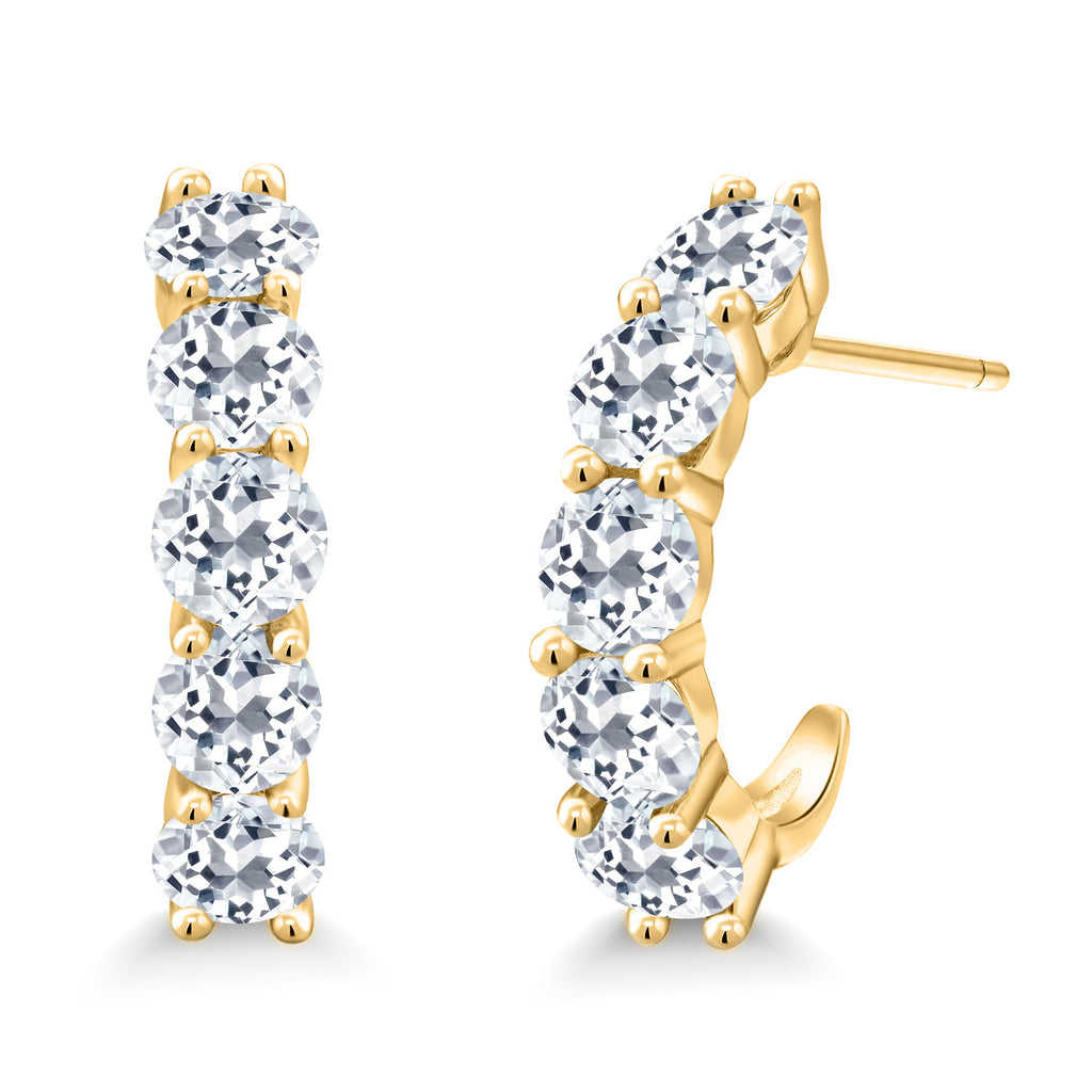 White Topaz - November_925 Yellow Gold Plated Silver_Earrings in 925 Yellow Gold Plated Silver