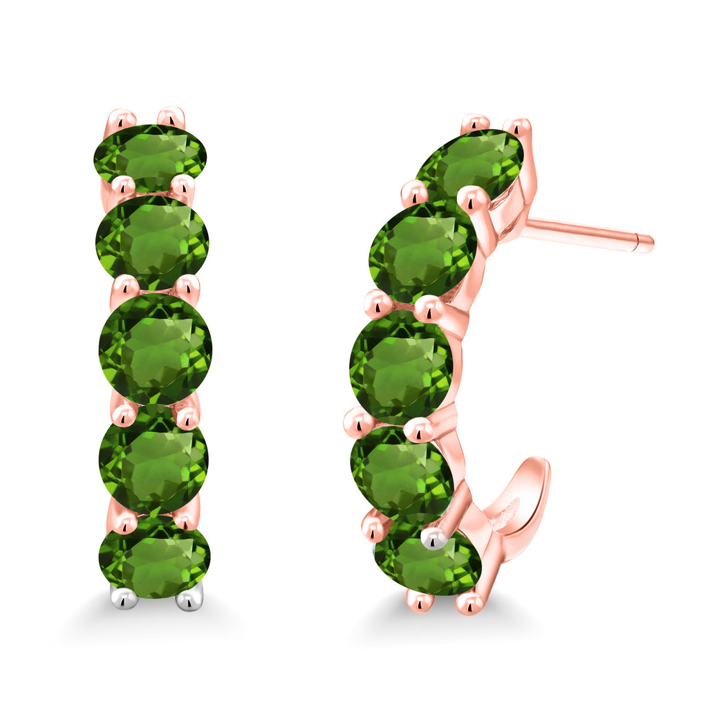 Green Tourmaline - October_925 Rose Gold Plated Silver_Earrings in 925 Rose Gold Plated Silver