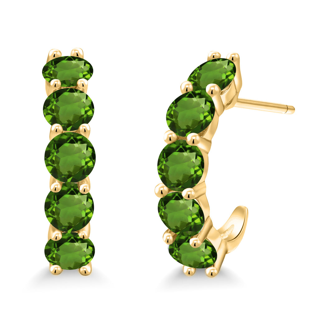 Green Tourmaline - October_925 Yellow Gold Plated Silver_Earrings in 925 Yellow Gold Plated Silver