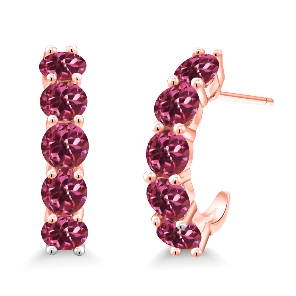 Pink Tourmaline - October_925 Rose Gold Plated Silver_Earrings in 925 Rose Gold Plated Silver