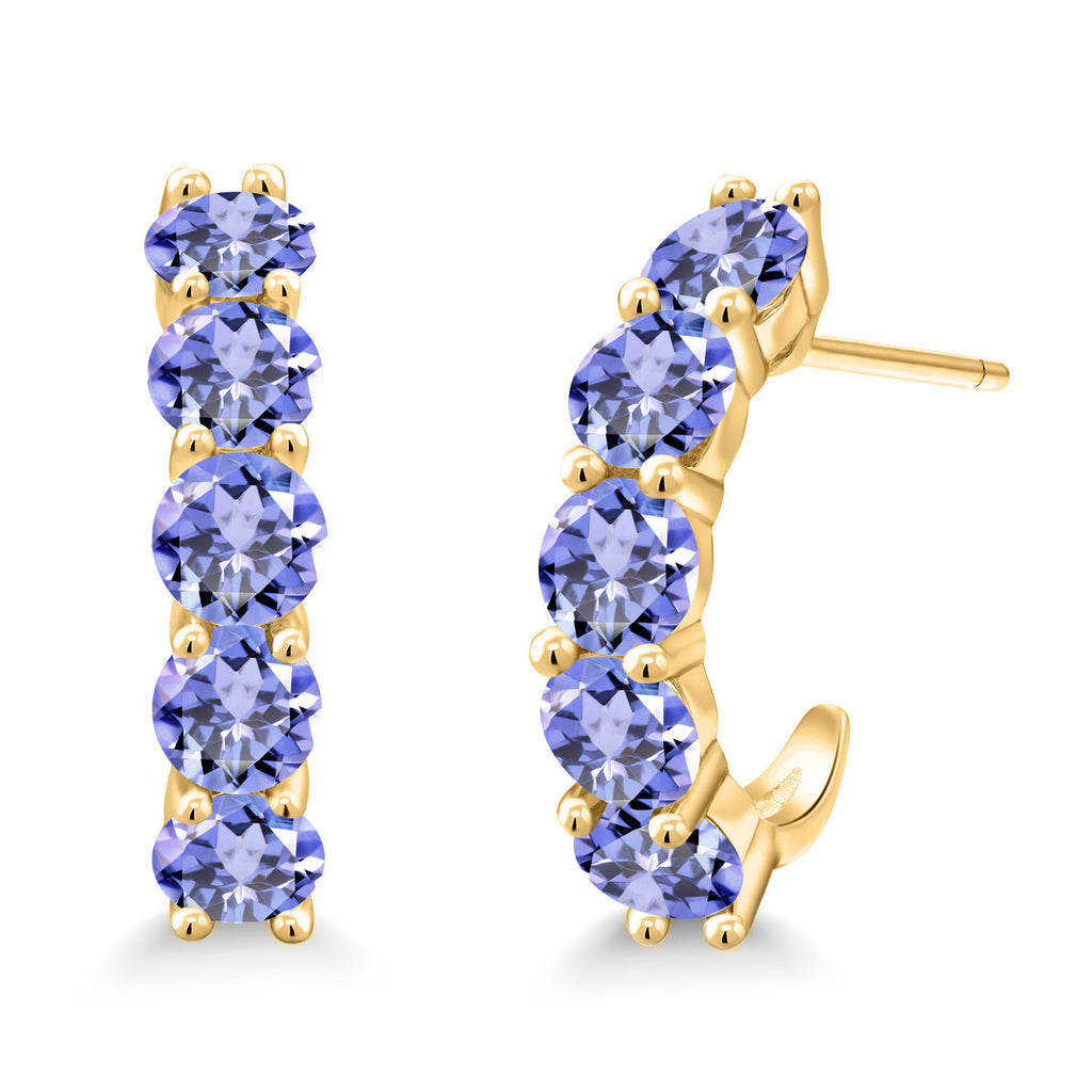 Tanzanite - December_925 Yellow Gold Plated Silver_Earrings in 925 Yellow Gold Plated Silver