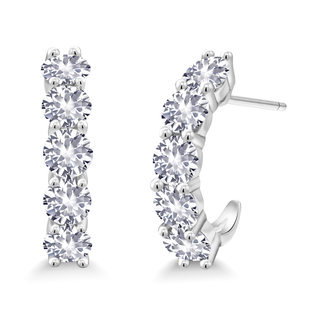 White Created Sapphire - September_925 Sterling Silver_Earrings in 925 Sterling Silver