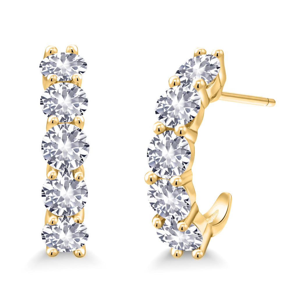 White Created Sapphire - September_925 Yellow Gold Plated Silver_Earrings in 925 Yellow Gold Plated Silver