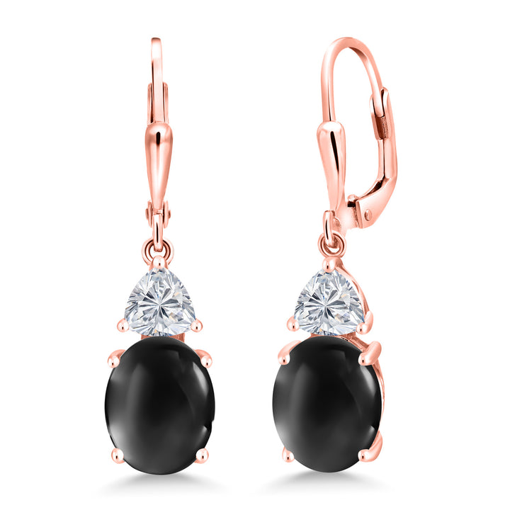 Onyx-Cabochon - December_Earrings in 925 Rose Gold Plated Silver