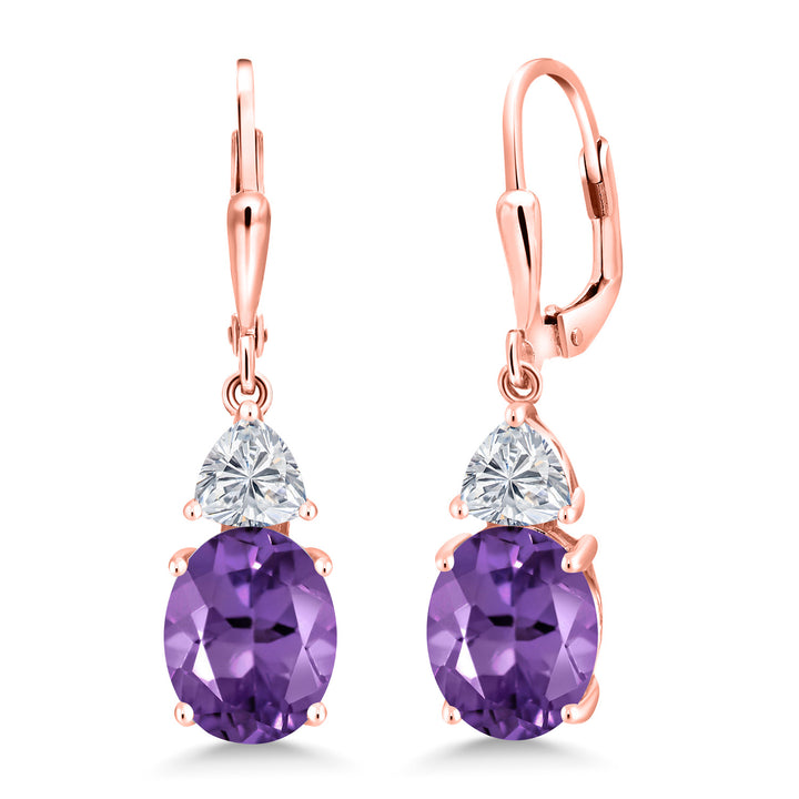 Amethyst - February_Earrings in 925 Rose Gold Plated Silver