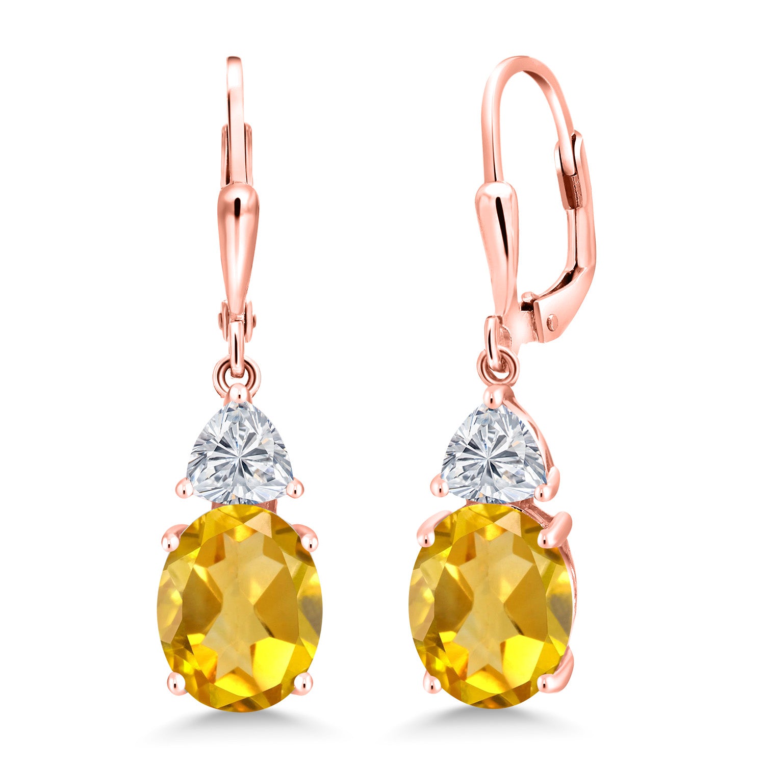 Citrine - November_Earrings in 925 Rose Gold Plated Silver