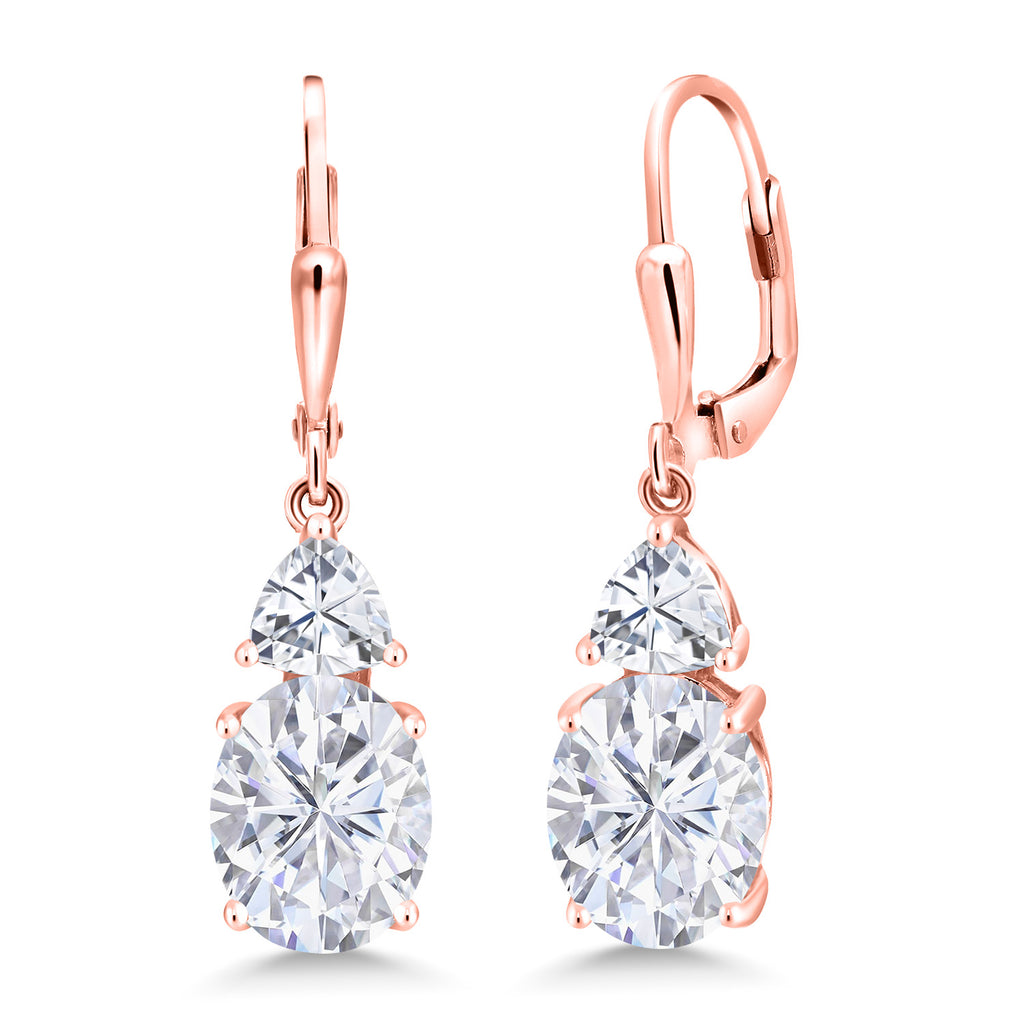 White Moissanite_Earrings in 925 Rose Gold Plated Silver
