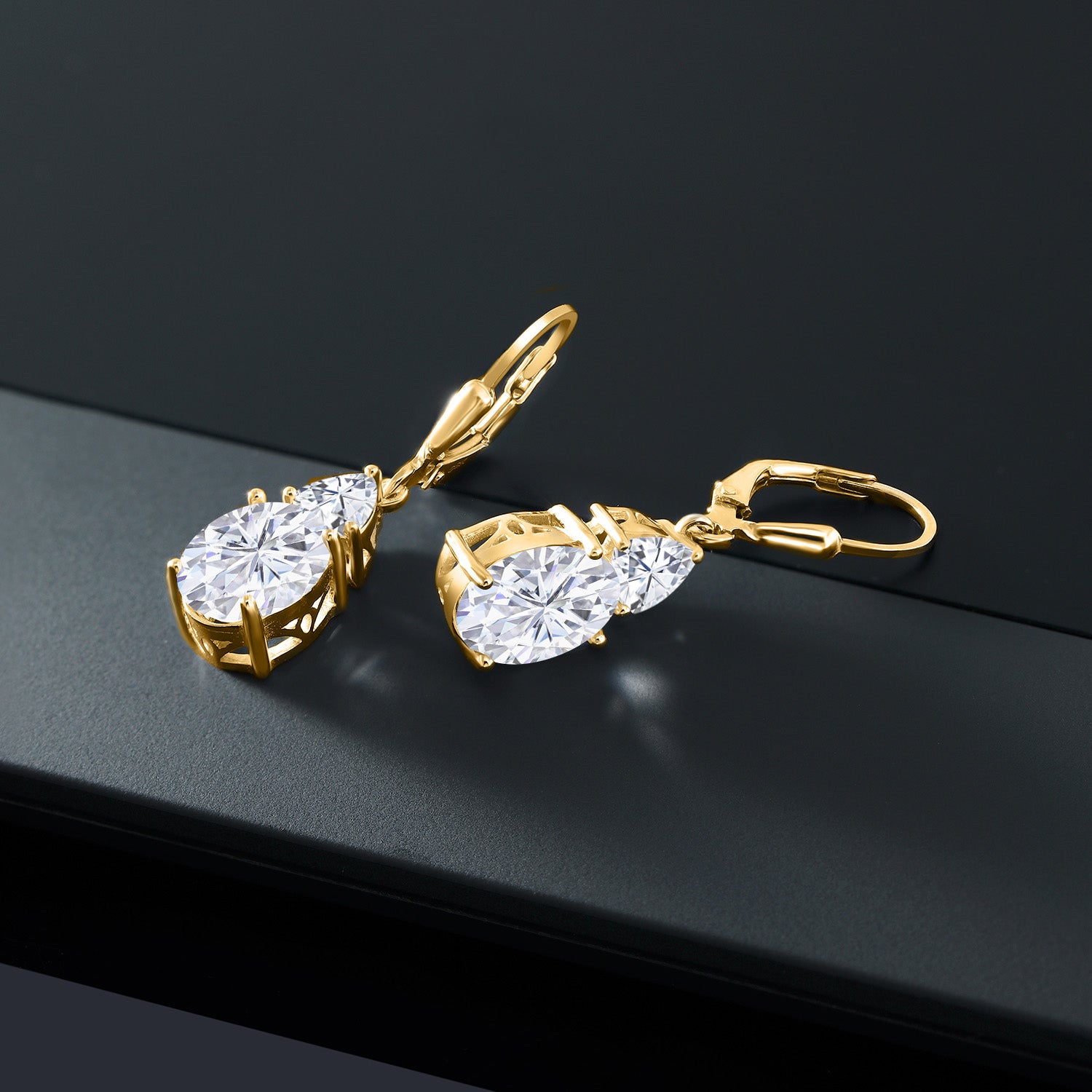 Near Colorless (GH)_Earrings in 925 Yellow Gold Plated Silver