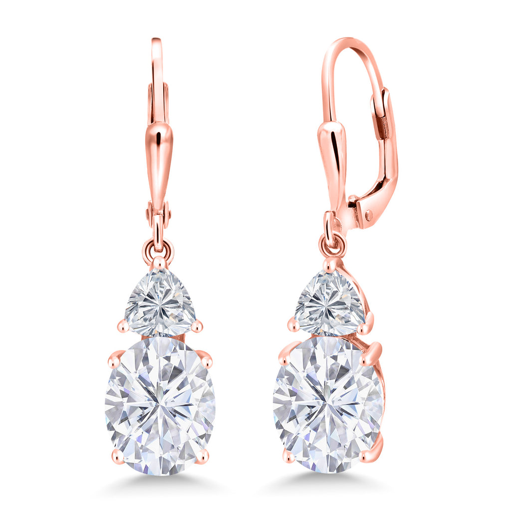 Near Colorless (GH) and DEF_Earrings in 925 Rose Gold Plated Silver