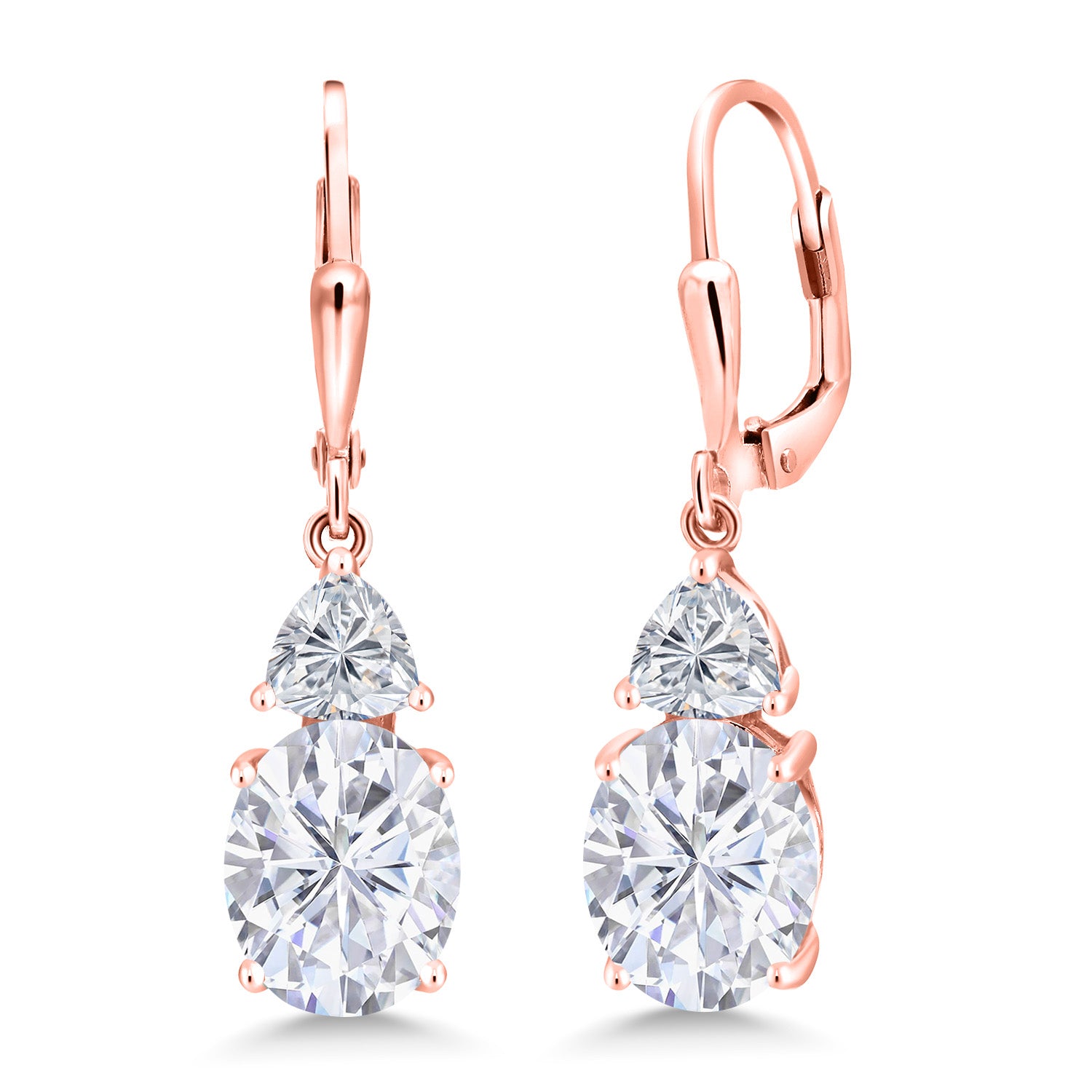 White Moissanite - April_Earrings in 925 Rose Gold Plated Silver