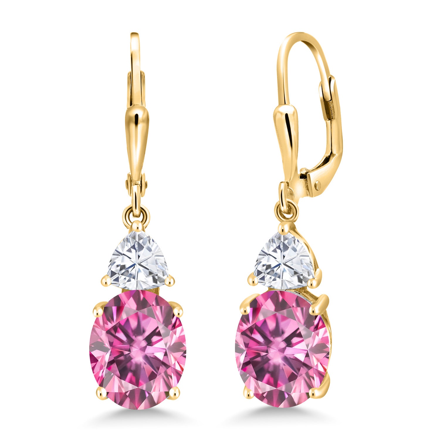 Pink Moissanite - April_Earrings in 925 Yellow Gold Plated Silver