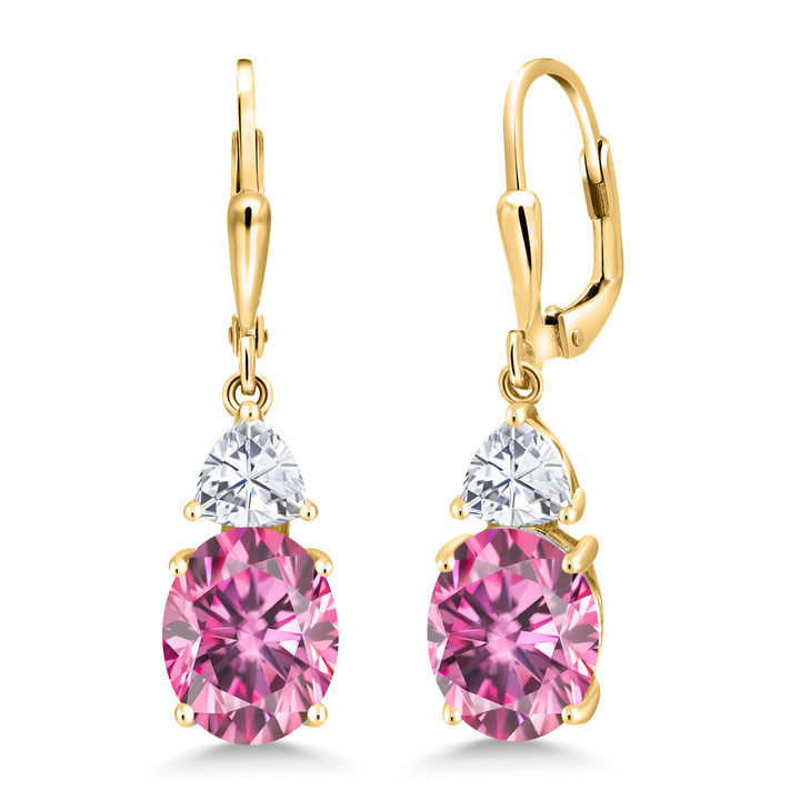 Pink Moissanite - April_Earrings in 925 Yellow Gold Plated Silver