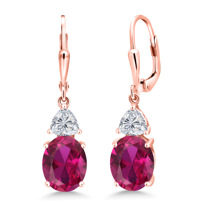 Created Ruby - July_Earrings in 925 Rose Gold Plated Silver