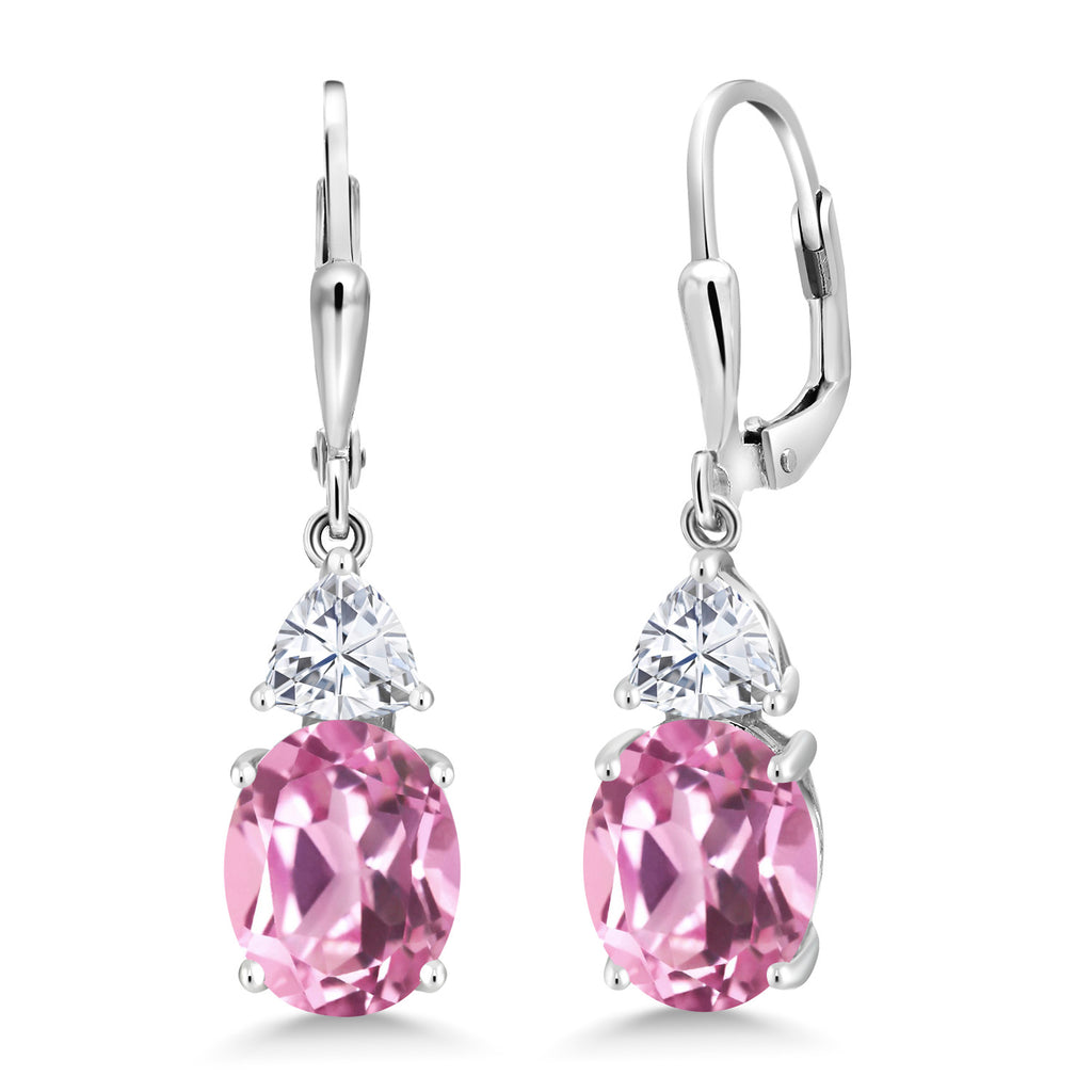 Light Pink Created Sapphire_Earrings in 925 Sterling Silver