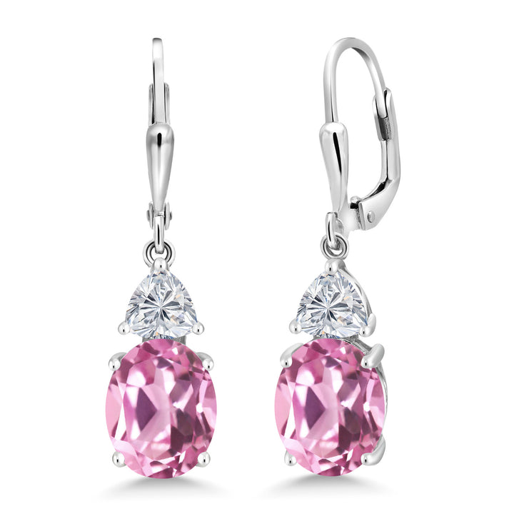 Light Pink Created Sapphire - September_Earrings in 925 Sterling Silver