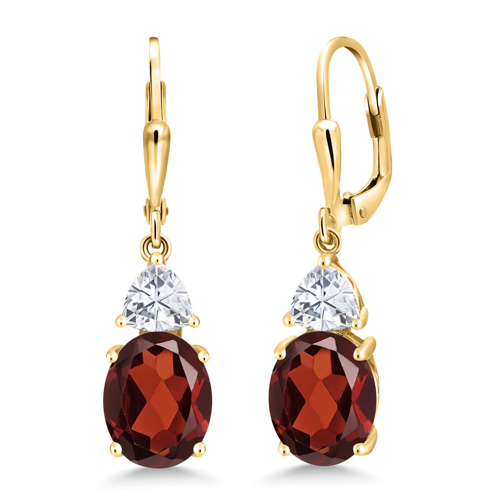 Garnet_Earrings in 925 Yellow Gold Plated Silver
