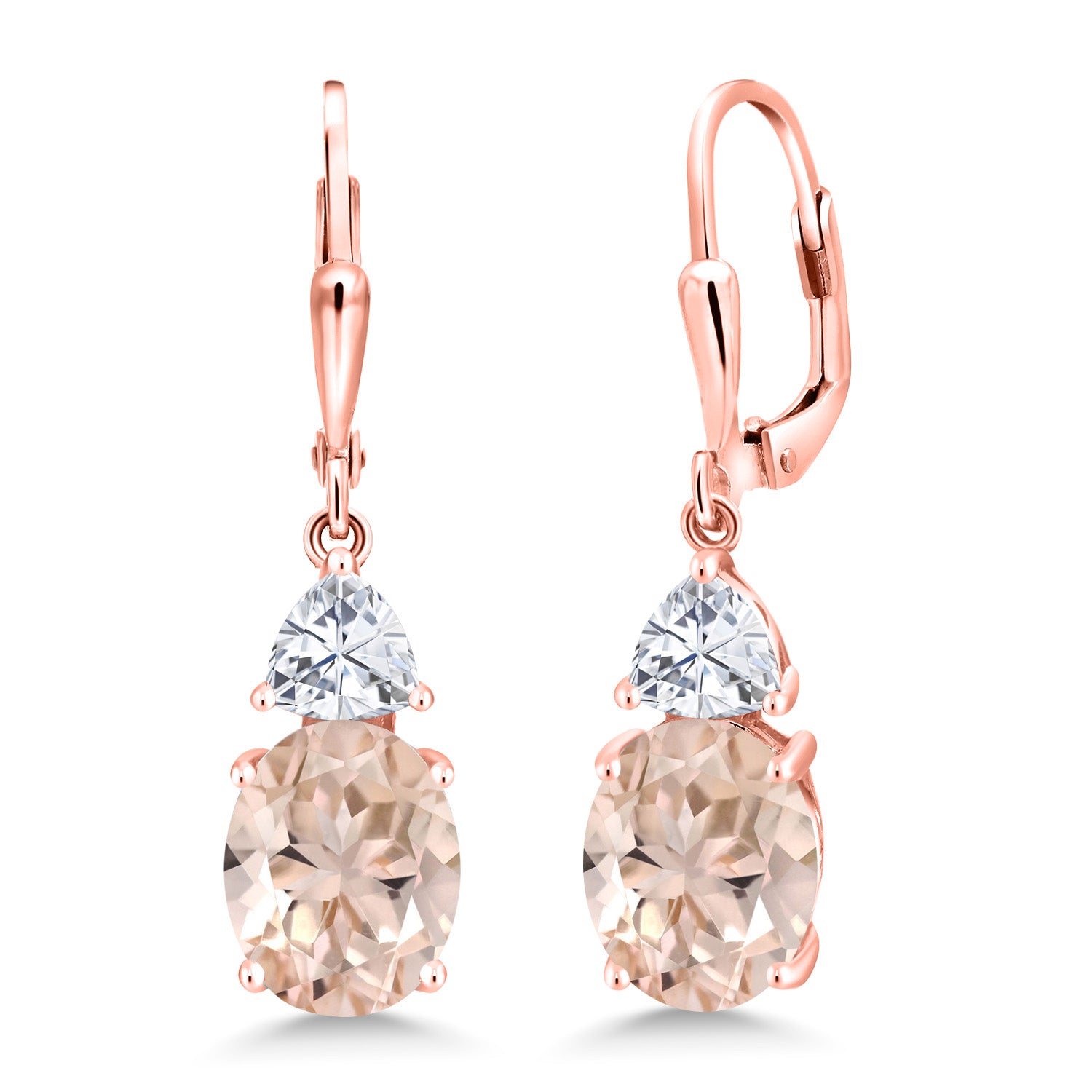 Morganite - October_Earrings in 925 Rose Gold Plated Silver