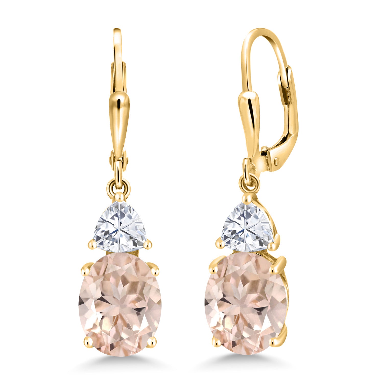 Morganite - October_Earrings in 925 Yellow Gold Plated Silver