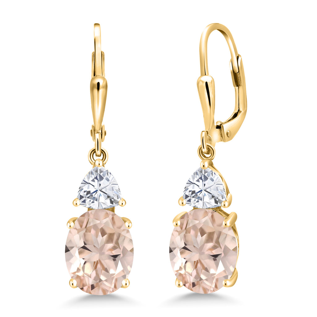 Morganite_Earrings in 925 Yellow Gold Plated Silver