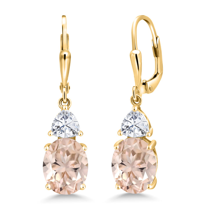 Morganite_Earrings in 925 Yellow Gold Plated Silver