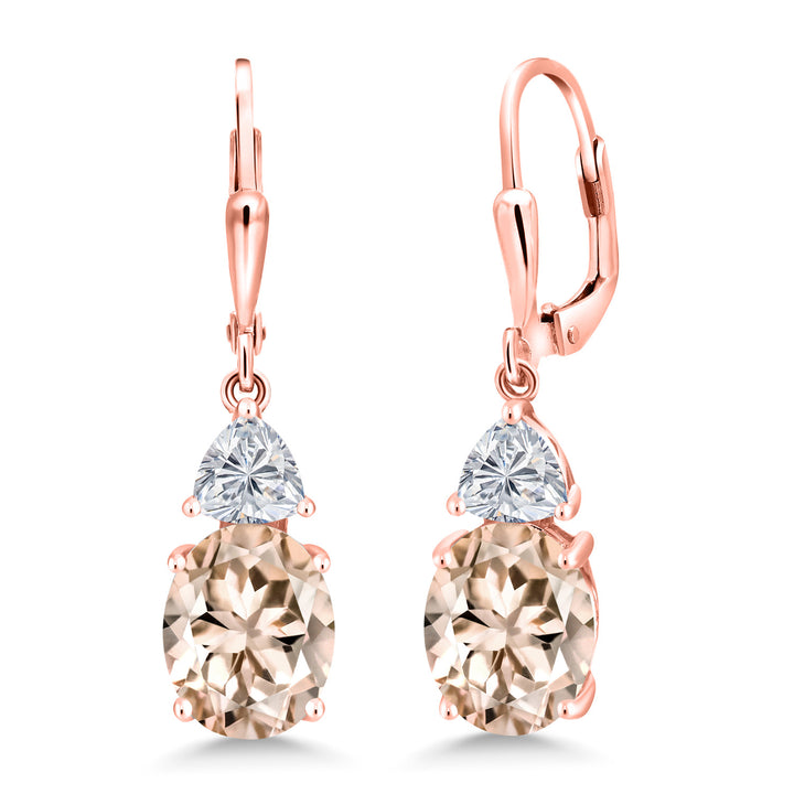 Morganite - October_Earrings in 925 Rose Gold Plated Silver