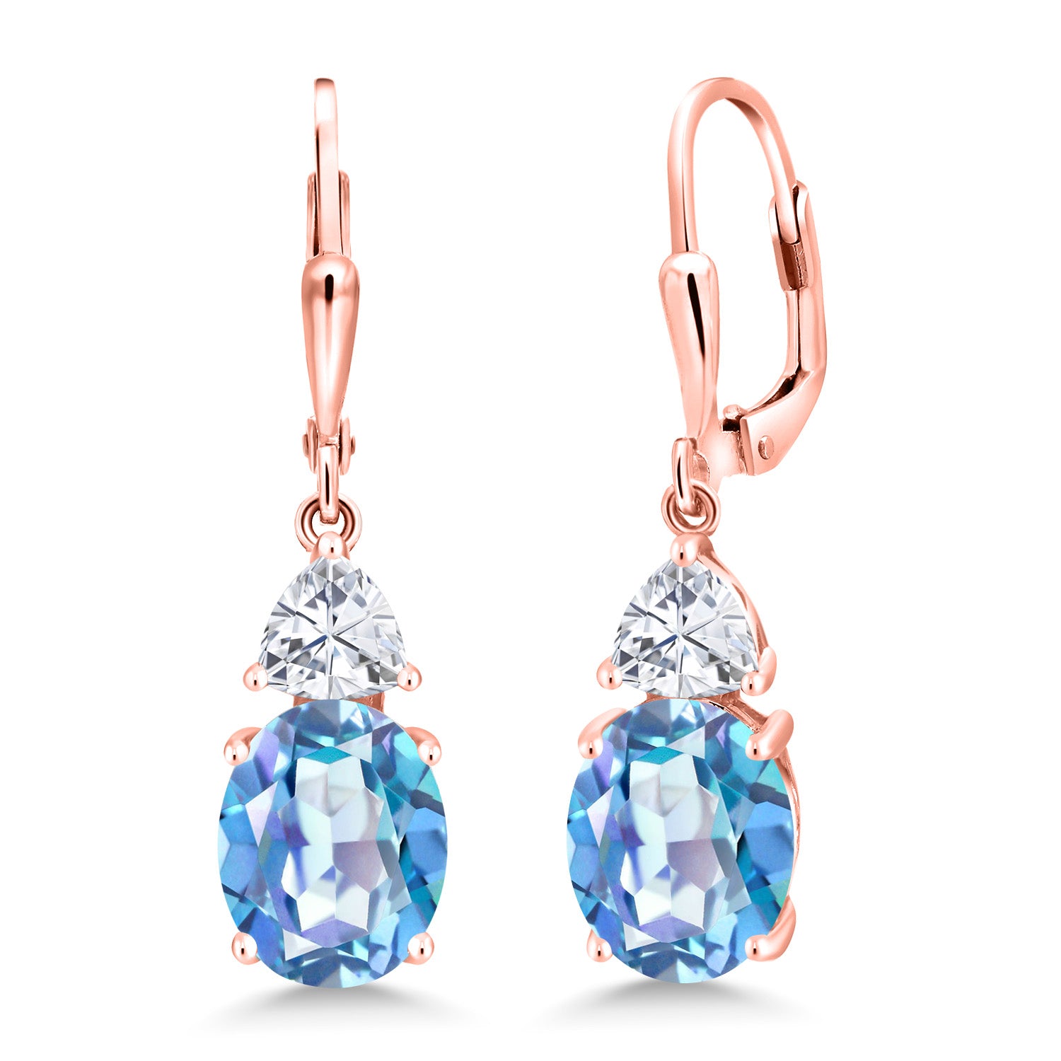 Millennium Blue Mystic Quartz_Earrings in 925 Rose Gold Plated Silver