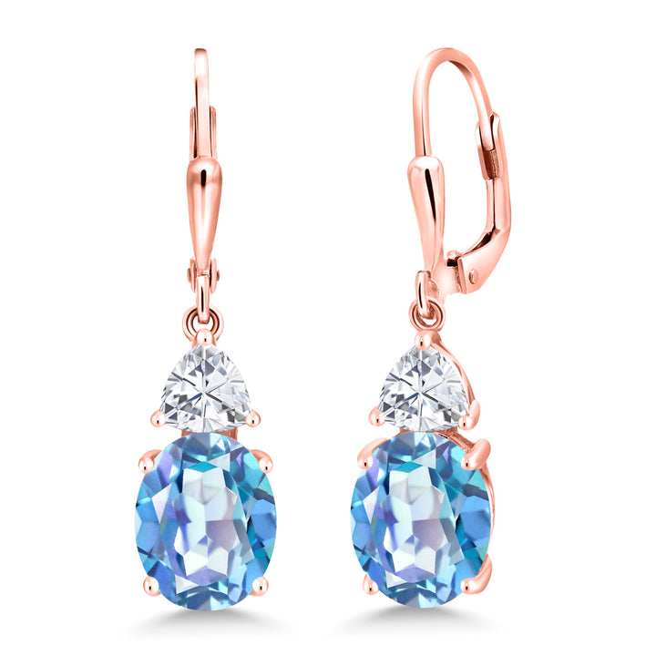 Millennium Blue Mystic Quartz_Earrings in 925 Rose Gold Plated Silver