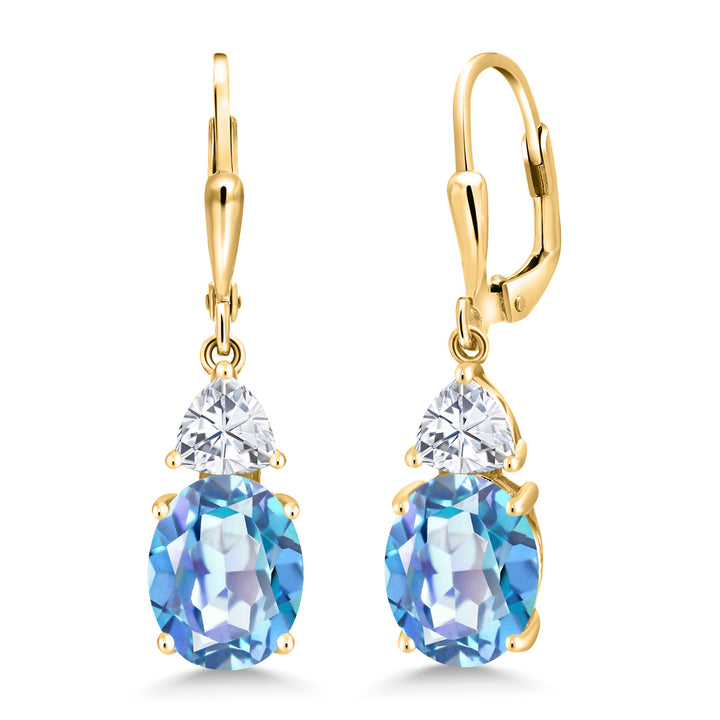 Millennium Blue Mystic Quartz_Earrings in 925 Yellow Gold Plated Silver
