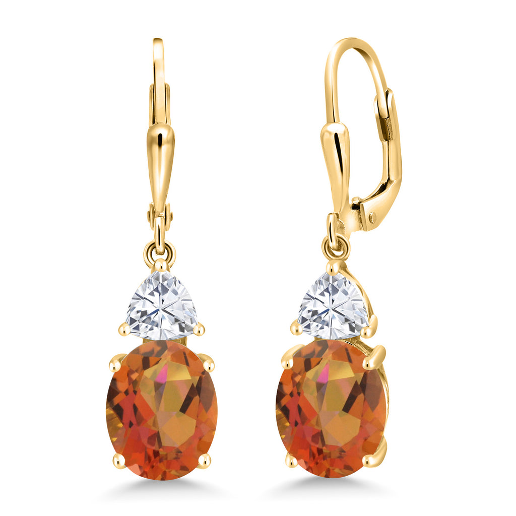 Orange Mystic Quartz_Earrings in 925 Yellow Gold Plated Silver