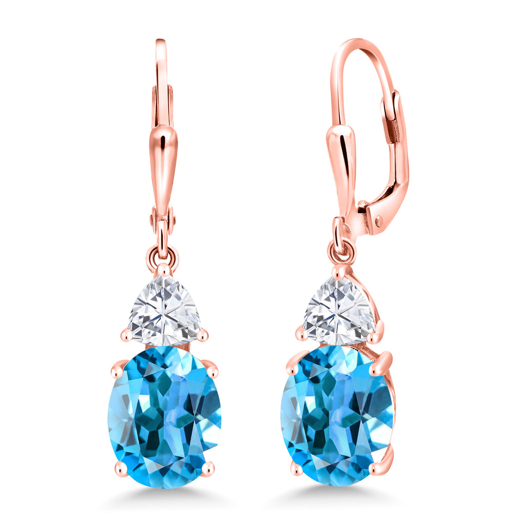 Swiss Blue Topaz_Earrings in 925 Rose Gold Plated Silver