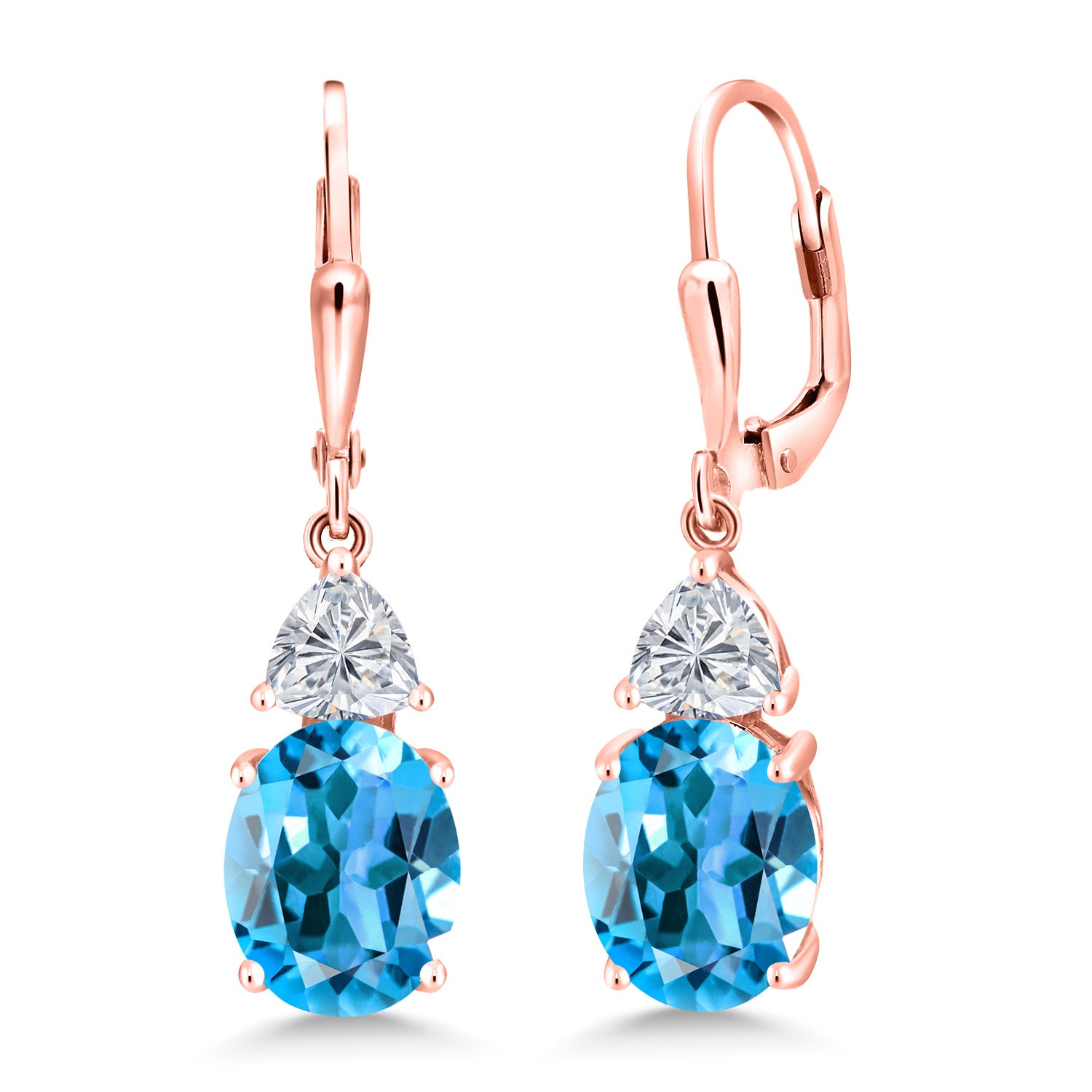 Swiss Blue Topaz - November_Earrings in 925 Rose Gold Plated Silver