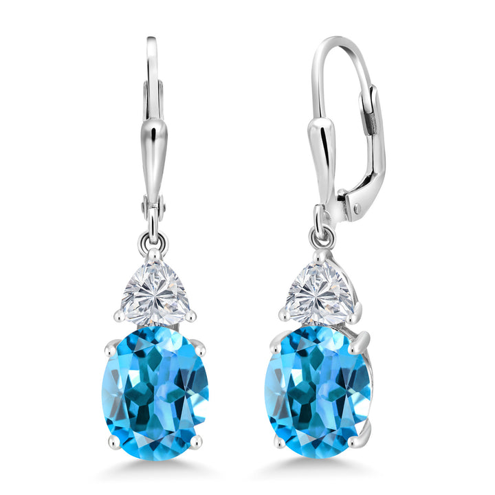 Swiss Blue Topaz - November_Earrings in 925 Sterling Silver
