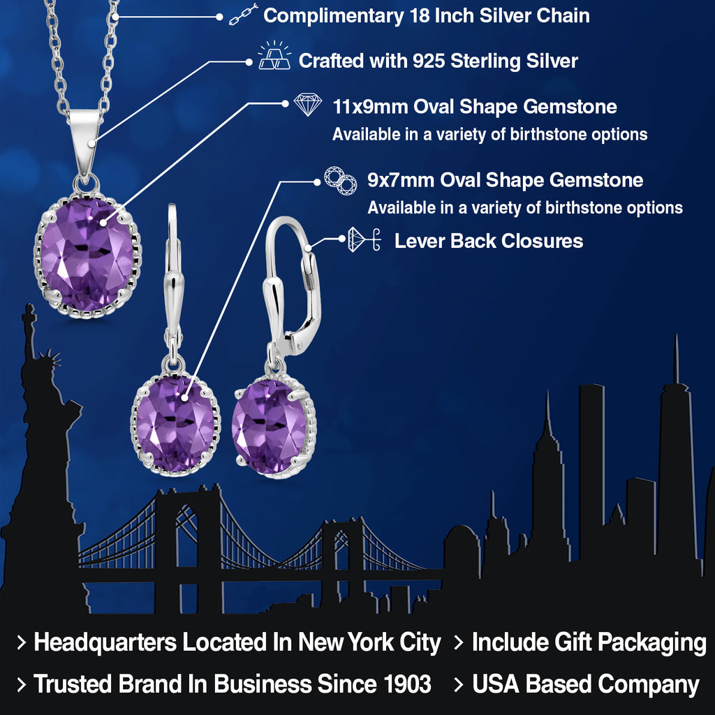 Amethyst - February_Pendant Earrings Set in 925 Sterling Silver