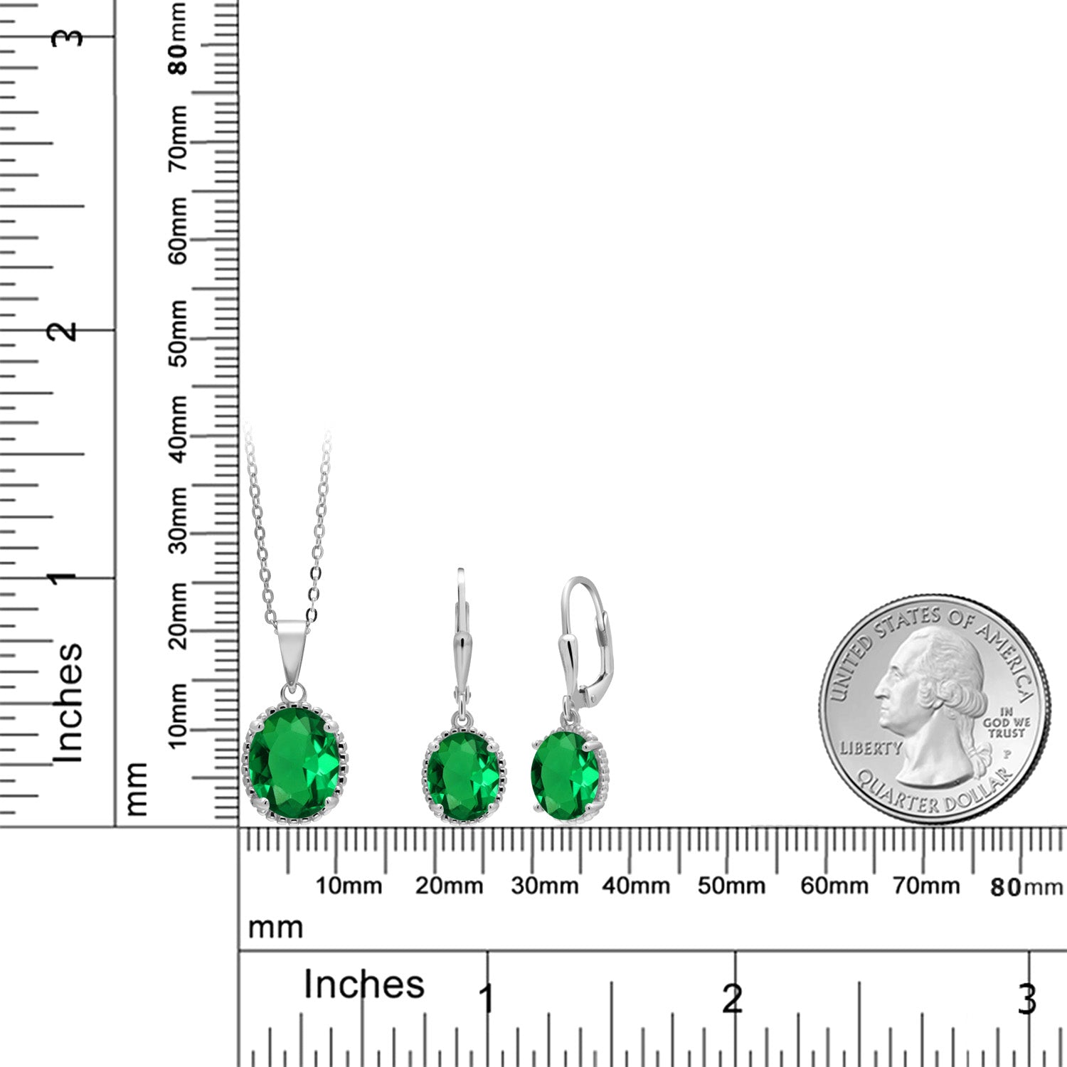 Pendant Earrings Set in 925 Sterling Silver