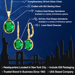 Pendant Earrings Set in 925 Yellow Gold Plated Silver