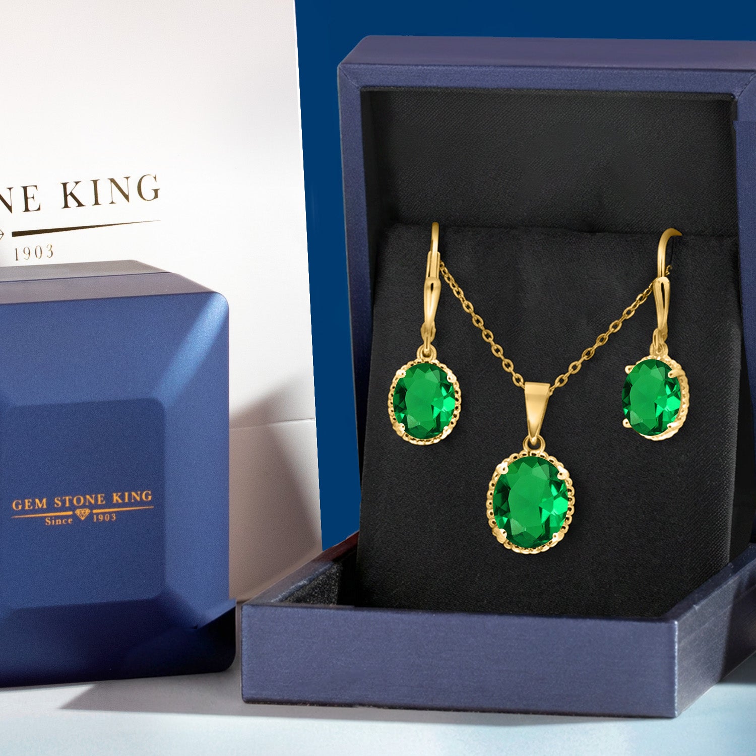 Pendant Earrings Set in 925 Yellow Gold Plated Silver