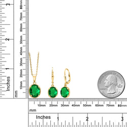 Pendant Earrings Set in 925 Yellow Gold Plated Silver