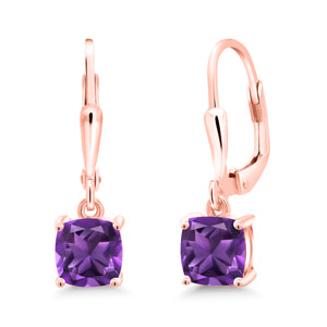 Amethyst - February_Earrings in 925 Rose Gold Plated Silver