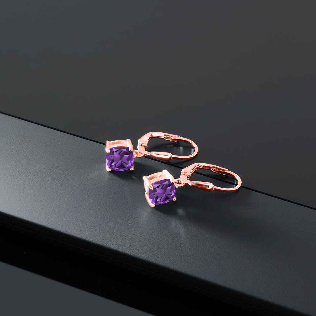 Amethyst - February_Earrings in 925 Rose Gold Plated Silver