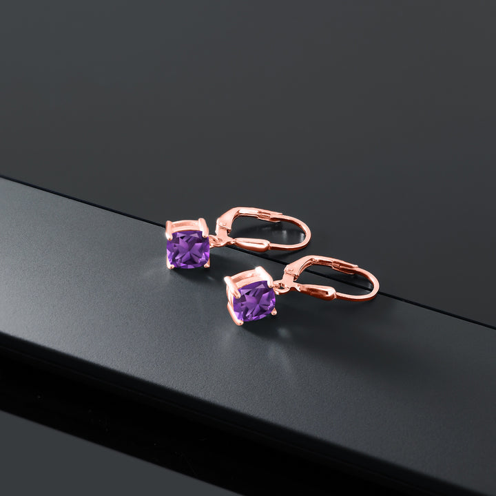Amethyst - February_Earrings in 925 Rose Gold Plated Silver