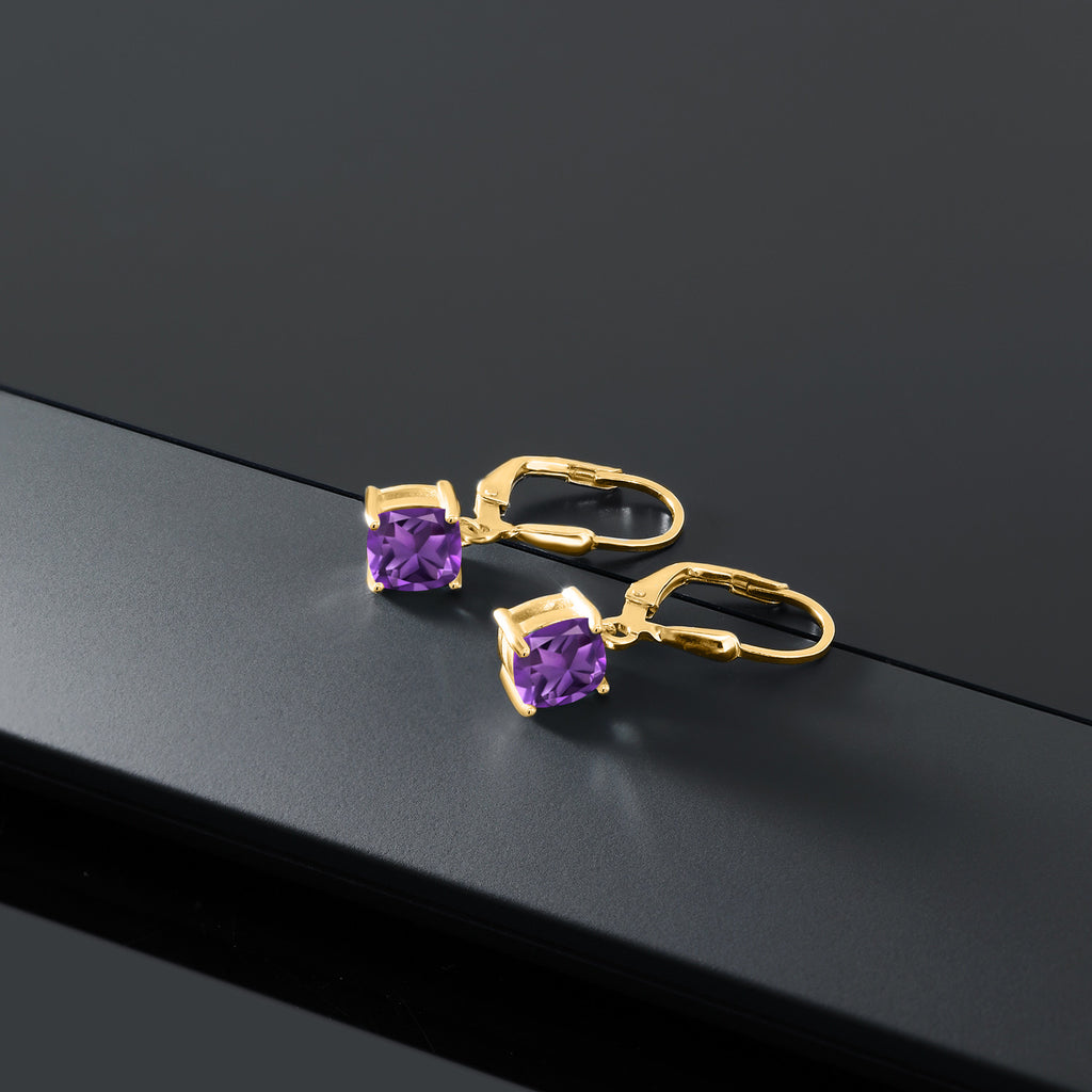 Amethyst - February_Earrings in 925 Yellow Gold Plated Silver