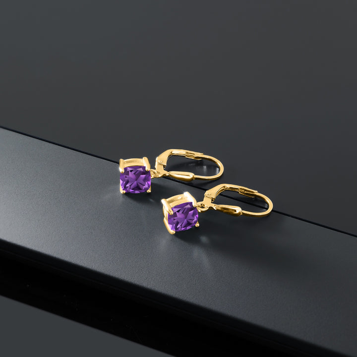 Amethyst - February_Earrings in 925 Yellow Gold Plated Silver